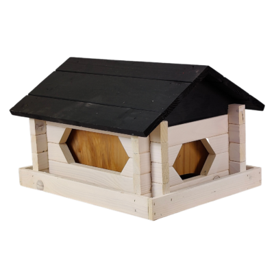 Extra large Classic Loghouse wooden bird feeder in white