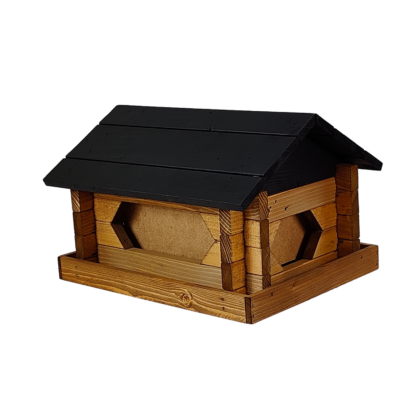 Extra large Classic Loghouse wooden bird feeder in Nordic brown